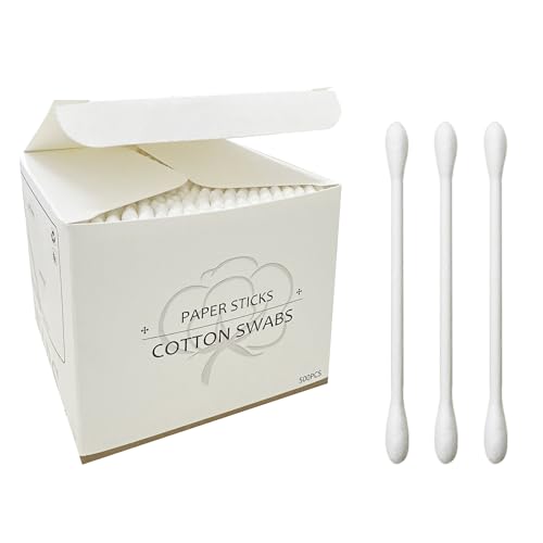 Cotton Swabs with Paper Sticks 1000ct, Double Round Cotton Buds for Beauty& Personal Care