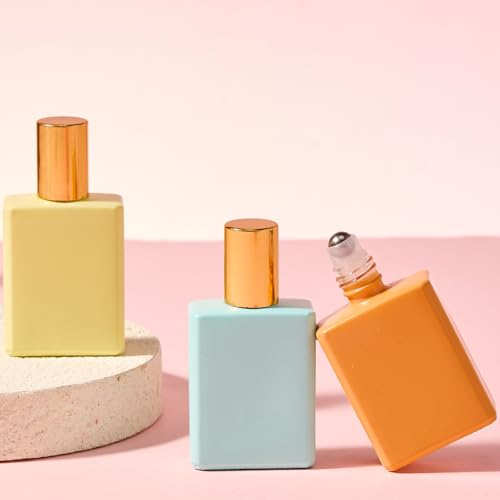 Qeuly 15ml Glass Roller Bottles Set for Essential Oils – Leak-Proof Travel Roll-On