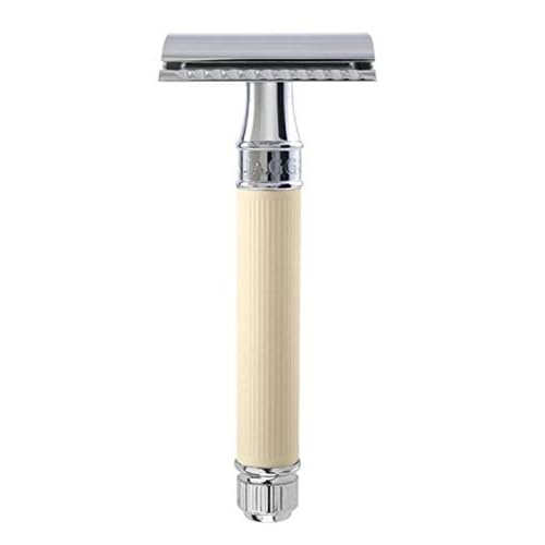 Edwin Jagger Double Edge Safety Razor With Long Handle (Blue) (Ivory Rubber)