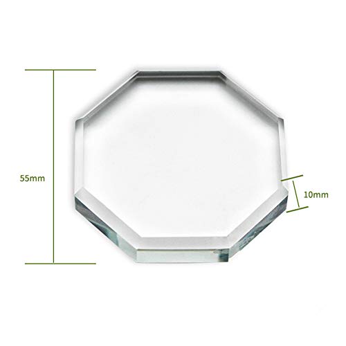 2Pcs Professional Eyelash Extension Adhesive Glue Pallet Crystal Glass Eye Lash Base Pad Tray Stand Holder for Fake Eyelashes Extension Makeup Cosmetic Nail Palette Tool, Octagon and Rectangle