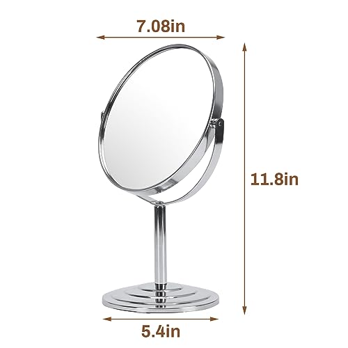 7 Inch Makeup Mirror with 1x 3x Magnification, 360° Rotation