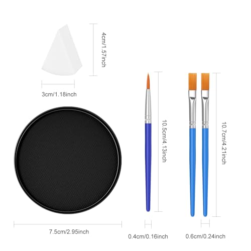 White Black Red Foundation Face Body Paint, Halloween Makeup Face Painting Kit with Painting Brushes and Makeup Sponge for Women&Men Goth Clown Vampire Joker SFX Cosplay Party-30g