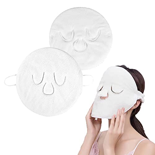 BLACKCROWN 3 Holes Towel Mask Reusable Face Towel Mask Cold Hot Compress Facial Steamer Moisturizing Beauty Skin Care Spa Towels for Facial Steamer Mask for Women Girls Style (A+B) (2 Pack)