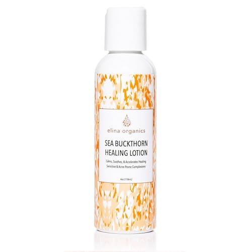 Sea Buckthorn Healing Lotion, 4oz ? Soothing Moisturizer with MSM, Black Willow Bark & Zinc Oxide ? Organic, Vegan ? Repairs Acne, Redness & Skin Irritation