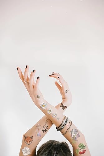 Floral Fox Temporary Tattoos for Adults - Waterproof, 5-7 Days