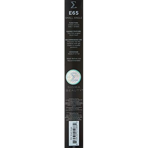 Sigma E65 - Small Angle Makeup Brush - Use for Winged Eyes or as Brow Brush - Precision Angled Brush for Gel or Powder Products - Create Precise Lines & Strokes - Chrome