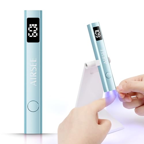 AIRSEE Cordless Mini Nail Lamp with Display & Stand for Gel Nails, Rechargeable, Fast Curing