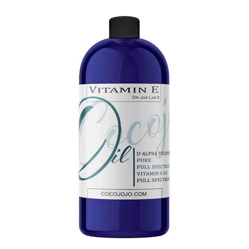 Dr Joe Lab Vitamin E Oil Full Spectrum for Skin, Hair, Face, Liquid Vitamin E Body Oil Pure Natural Cold Pressed, Moisturizes & Nourishes, Non-GMO - 32 Oz