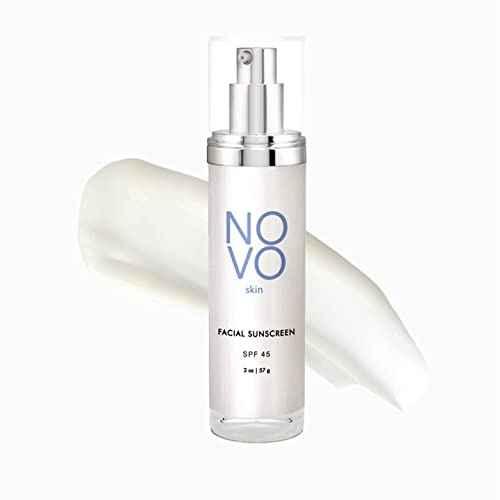 Collagen Boosting Sunscreen + Moisturizer SPF 45 w/ Hyaluronic Acid & Niacinamide. Anti aging. Broad Spectrum UVA / UVB / Blue light. Mineral based Zinc Oxide lotion, Non greasy, Oil-free. No White Cast. 2.0 oz pump