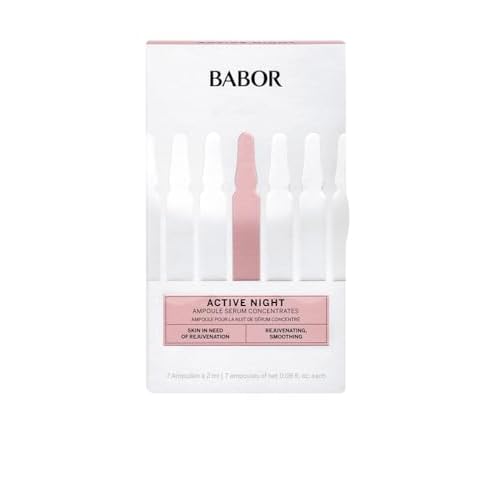 BABOR Active Night Ampoule Serum Concentrates, Hyaluronic Acid Serum, Hydrating Night Treatment, for Dry and Damaged Skin, Vegan, 0.28 oz.