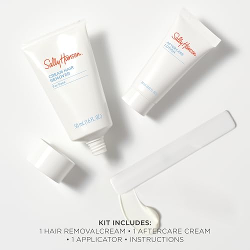 Sally Hansen Hair Removal Cream for Face, 1.7 Fl Oz + Aftercare Lotion - Vegan, Fast-Acting Facial Depilatory with Sweet Almond & Shea Butter, Pack of 1