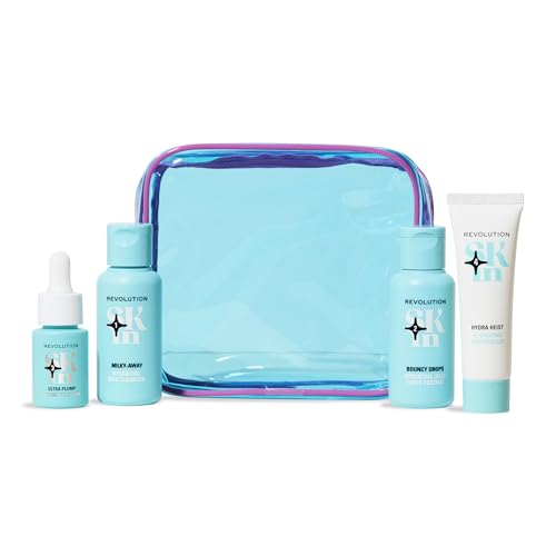 Revolution Skin, Happy Hydrate 4 Step Starter Kit, Hydrating Skincare Set with Cleansing Milk, Essence, Serum & Moisturizer, Vegan & Cruelty-Free, 4 Mini Products