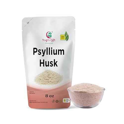 Psyllium Husk Whole 8 oz | 98% Purity | Soluble Fiber Supplement | Keto Friendly | Use in Smoothies, Cooking and Baking | Unflavored, Fine Ground, 100% Natural, Non GMO | by Yogi's Gift¢ç