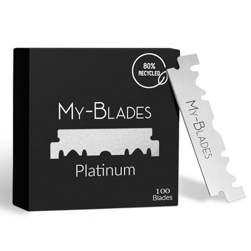 My-Blades¢ç Platinum Single-Edge Blades, Ice-Hardened Stainless Steel, Ideal for Sensitive Skin, 100ct.