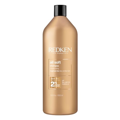 Redken All Soft Shampoo | Moisturizes and Deeply Hydrates| Softens, Smooths, and Adds Shine| Nourishing Shampoo for Dry Hair | Safe for Color-Treated Hair | With Argan Oil