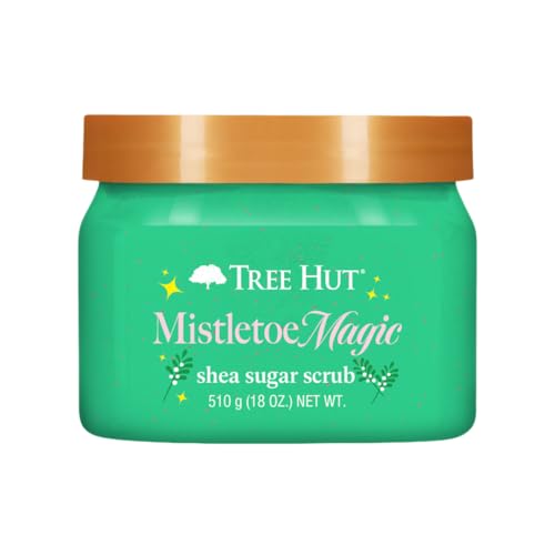 Tree Hut Mistletoe Magic Shea Sugar Scrub, Exfoliating & Hydrating Body Scrub with Shea Butter, Holiday Gift & Stocking Stuffer, 18 oz