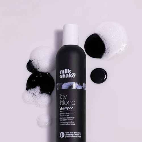 milk_shake icy blond shampoo award winning shampoo with black pigment to cool brassy tones and enhance platinum blonde hair ideal for maintaining icy, ash-toned color