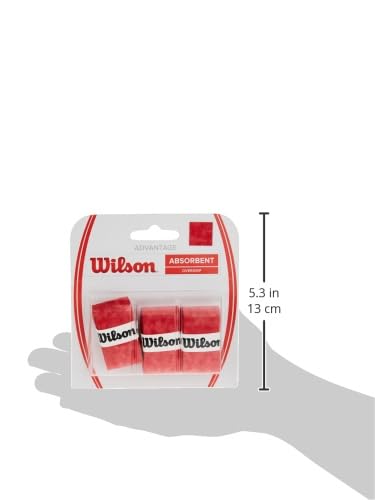 WILSON Advantage Tennis Racquet Over Grip (Pack of 3), Red