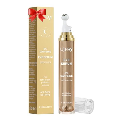 5% Caffeine Eye Cream with Massage Roller for Dark Circles