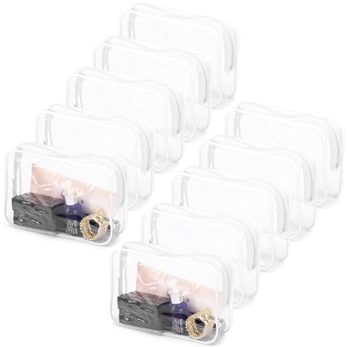Clear Cosmetic Bags 10 Pack Makeup Travel Organizer 7.5"