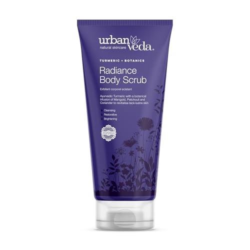 Urban Veda Exfoliating Body Scrub | Brightening Body Scrub for Dry Skin | Pumice & Turmeric | Natural Body Scrub Exfoliator for Men and Women | 6.7 Fl oz