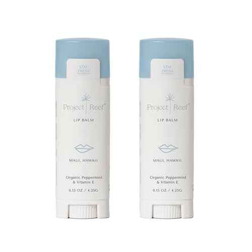 Project Reef Herbal Peppermint Lip Balm ? Vegan, Reef-Safe & Hydrating Lip Care with Organic Peppermint, Shea Butter & Vitamin E ? Natural Sunburn Relief & Daily Care, 0.15 oz, 2 Pack