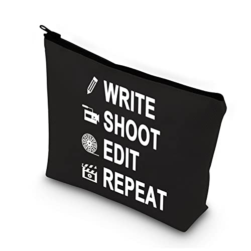 BDPWSS Write Shoot Edit Repeat Filmmaker Film Director Gift Funny Filmmaking Gift For Movie Buff Script Writer Makeup Bag For Women (Write shoot edit bl)