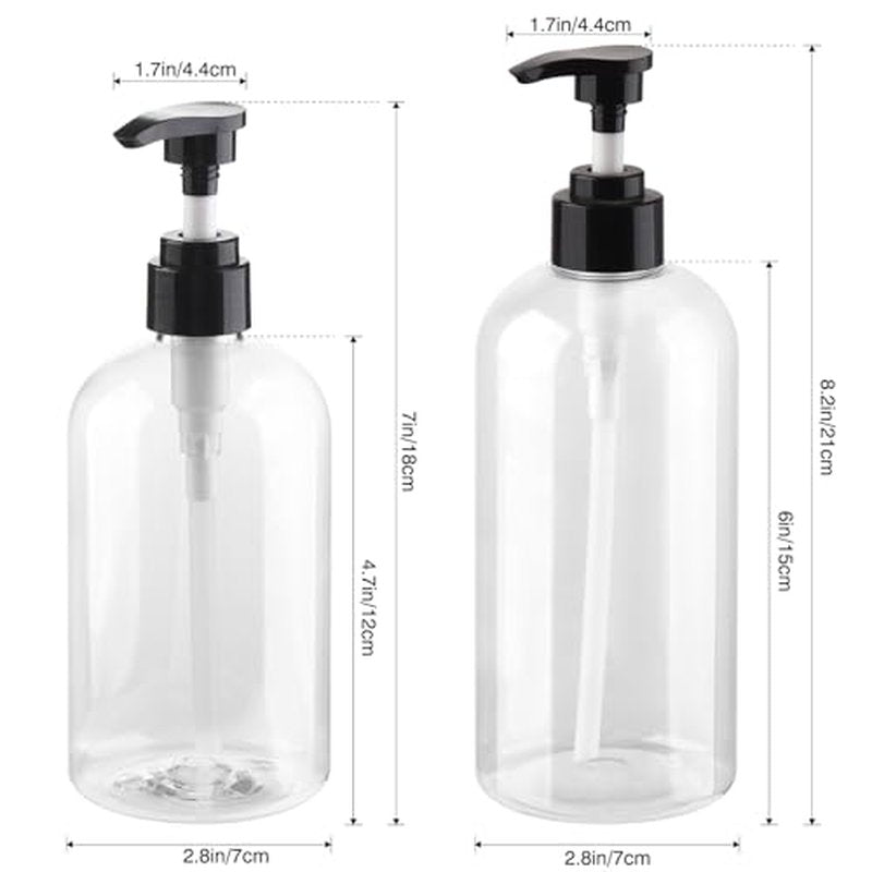 2 Pack 10oz Clear Plastic Pump Bottles with Dispensers