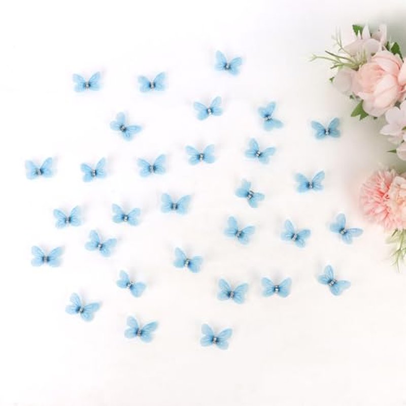 30-Piece Mini Light Blue Butterfly Hair Clips for Girls & Women
