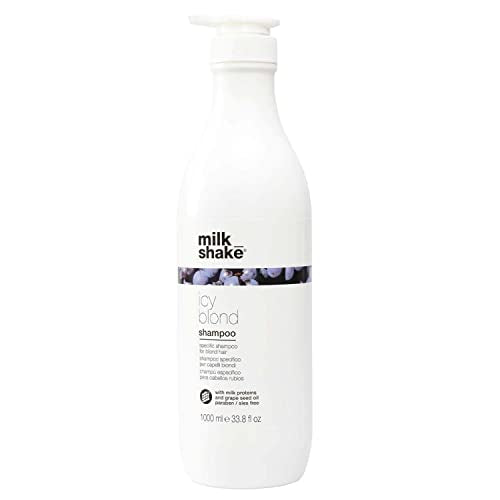 milk_shake icy blond shampoo award winning shampoo with black pigment to cool brassy tones and enhance platinum blonde hair ideal for maintaining icy, ash-toned color