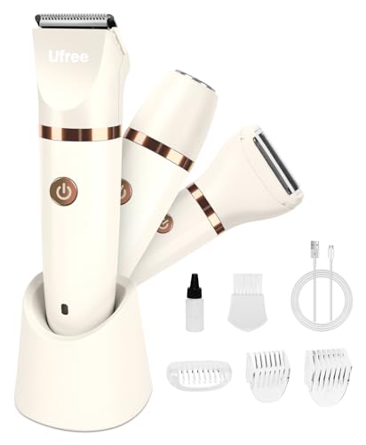 Ufree Off-White 3-in-1 Women's Bikini Trimmer Electric Razor & Grooming Kit