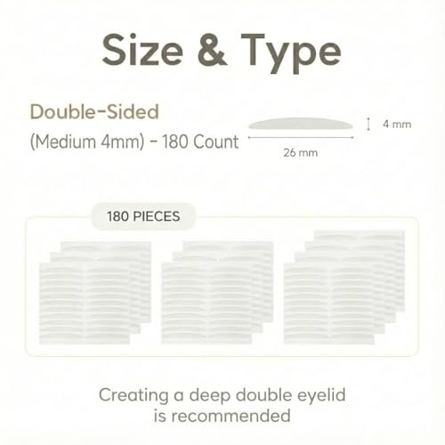 Eye Charm Magic Slim Double Eyelid Tape (Medium 4mm, 180 Count)