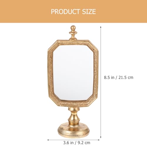 Vintage Gold Makeup Mirror Tabletop with Stand