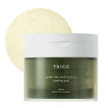 TRICO Green Tea Multi-Tasking Cooling Pad, 3-1 Korean Toner Pads with Depuffing, Cooling & Moisturizing Effects for All Skin Types - Green Tea Water from Jeju Island, Lemon & Honey Extract - 90 Pads