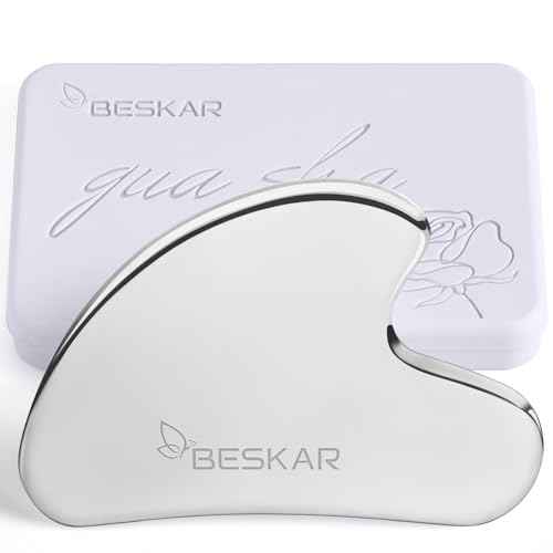 BESKAR Gua Sha Facial Tools, Stainless Steel Guasha Massage Sticks for Jawline Sculpting, Tighten Face Skin and Reduce Wrinkles, Face Eyes Body Neck Massage Tool, Skin Care Gift