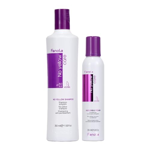 Fanola No Yellow Shampoo Bundle with No Yellow Incredible Foam Purple Hair Conditioner