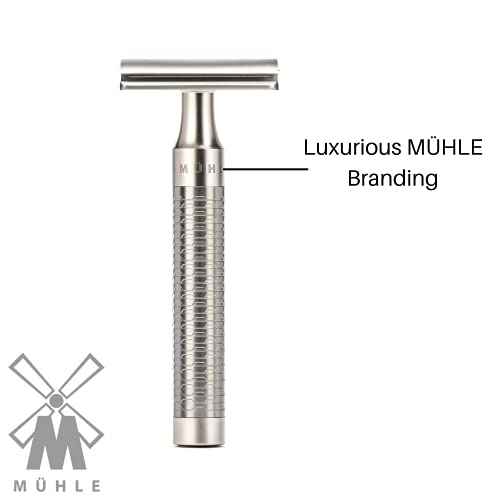 M?HLE ROCCA R94 Double Edge Safety Razor (Closed Comb) | Pure Matt Stainless Steel |Perfect for Everyday Use | Barbershop Quality Close Smooth Shave | Luxury Razor for Men