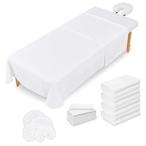 XOLLOZ White 4-Pack Massage Table Sheets Set 36x77 in - Comfortable & Durable