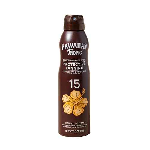 Hawaiian Tropic Dry Tanning Oil SPF 15 Spray, 6 oz