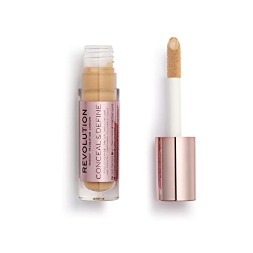 Makeup Revolution Conceal and Define Concealer, Full Coverage & Matte Finish, C9.2 for Medium/Tan Skin Tones, Vegan & Cruelty-Free, 0.7 Fl Oz