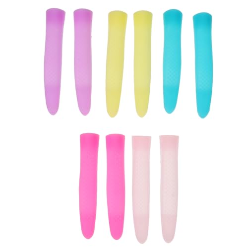 Mipcase Anti-Slip Handle Covers for Nail Cuticle Scissors 5 Pairs Silicone Sleeves for Manicure Pedicure Tools Nail Art Accessories