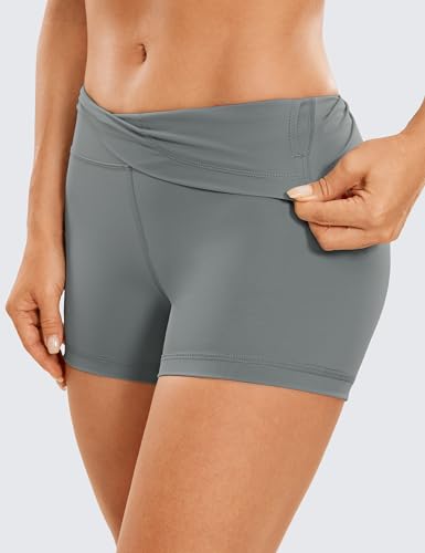 CRZ YOGA Women's Naked Feeling Biker Shorts - 3 Inches High Waisted Yoga Workout Running Spandex Shorts Lava Smoke Grey XX-Small