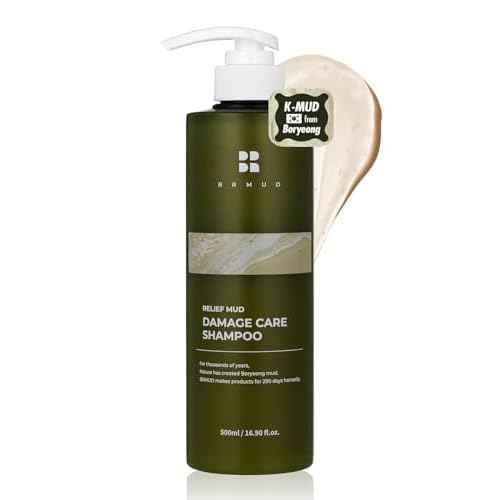 BRMUD Relief Mud Clay Damaged Care Shampoo | ATEEZ Pick | Gentle Damaged Hair Repair Shampoo for Breakage & Thinning Hair w/ 16 Different Plant Oils | for Men & Women (16.9 fl oz)