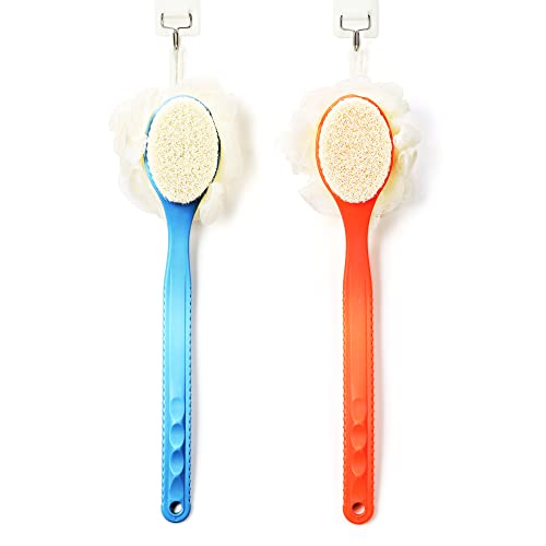 Shower Back Scrubber Brush with Loofah & Long Handle
