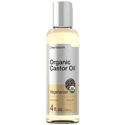 Horb?ach Castor Oil Organic | 4 fl oz | Cold Pressed and Hexane Free | For Face, Hair, Eyelashes and Eyebrows | Vegetarian, Non-GMO Formula