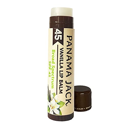 Panama Jack Sunscreen Lip Balm - SPF 45, Broad Spectrum UVA-UVB Sunscreen Protection, Prevents & Soothes Dry, Chapped Lips, Vanilla, 12-pack