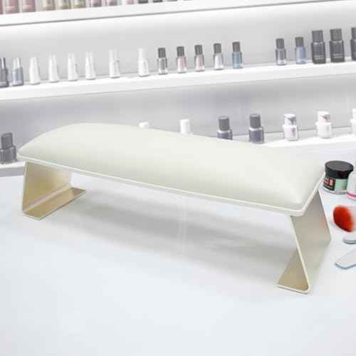 Erasable Arm Rest for Nails Tech, Luxury Nail Arm Rest White Manicure Hand Rest for Nails Tech with Non-Slip Aluminum Alloy Legs, Cleanable Technology Leather