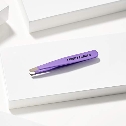 Tweezerman Mini Slant Travel Tweezers for Eyebrows, Travel Tweezers for Eyebrows, Facial Hair (Blooming Lilac)