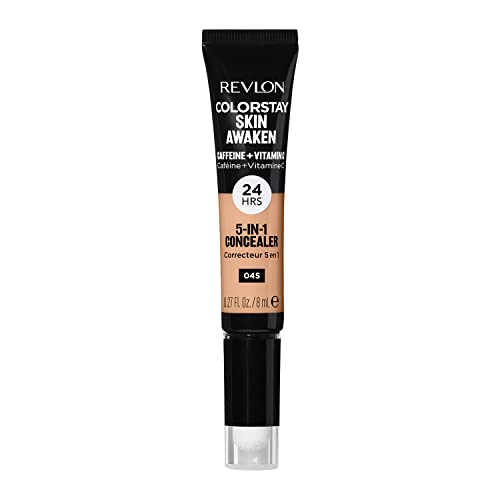 Revlon ColorStay Skin Awaken 5-in-1 Concealer, Lightweight, Creamy Longlasting Face Makeup with Caffeine & Vitamin C, For Imperfections, Dark Circles & Redness, 045 Honey, 0.27 fl oz