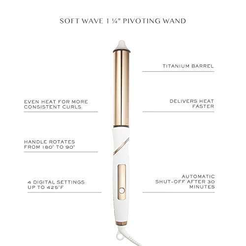 Kristin Ess Hair 1 1/4 Inch Rotating Curling Iron Pivot Wand for Beach Waves - Dual Voltage + Auto Shut Off - Long Barrel Salon Professional Hot Tool Curling Iron - Rotate + Spin to 90 Degrees